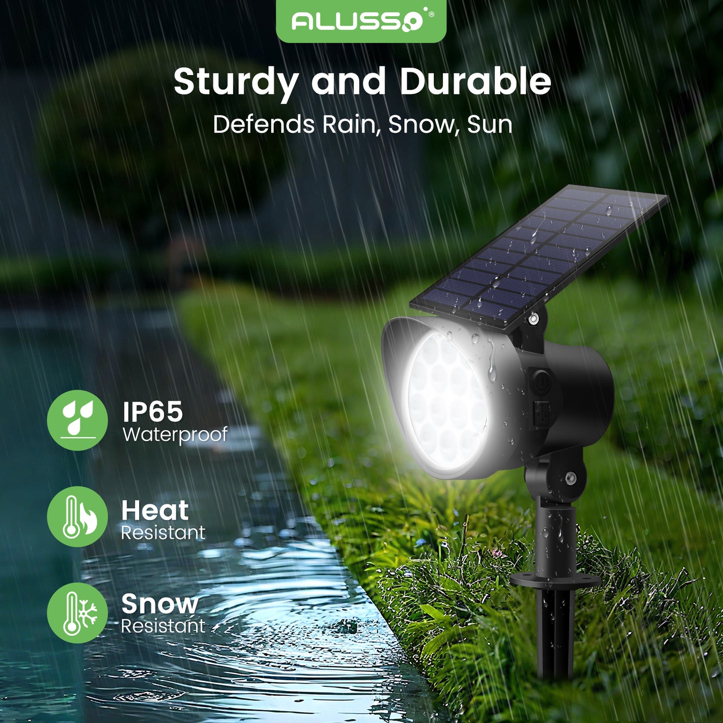 UPGRADE 4 Pack Solar Spotlights Landscape Lights Outdoor Garden Pathway Lamps IP65