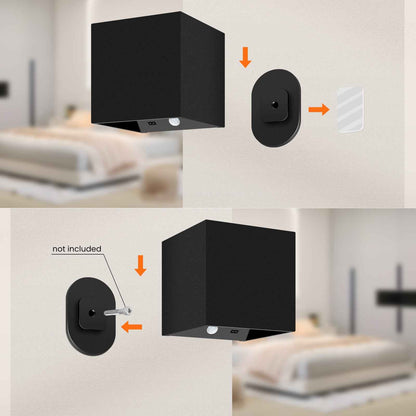 Cube LED Wall Light 4W Up Down Modern Sconce Indoor Fixture Lamp 3CCT Chargeable, 2PACK