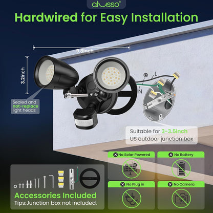 30W 2700LM LED Flood Light Motion Sensor D2D & PIR & On Time Aluminum Head Outdoor Security Light