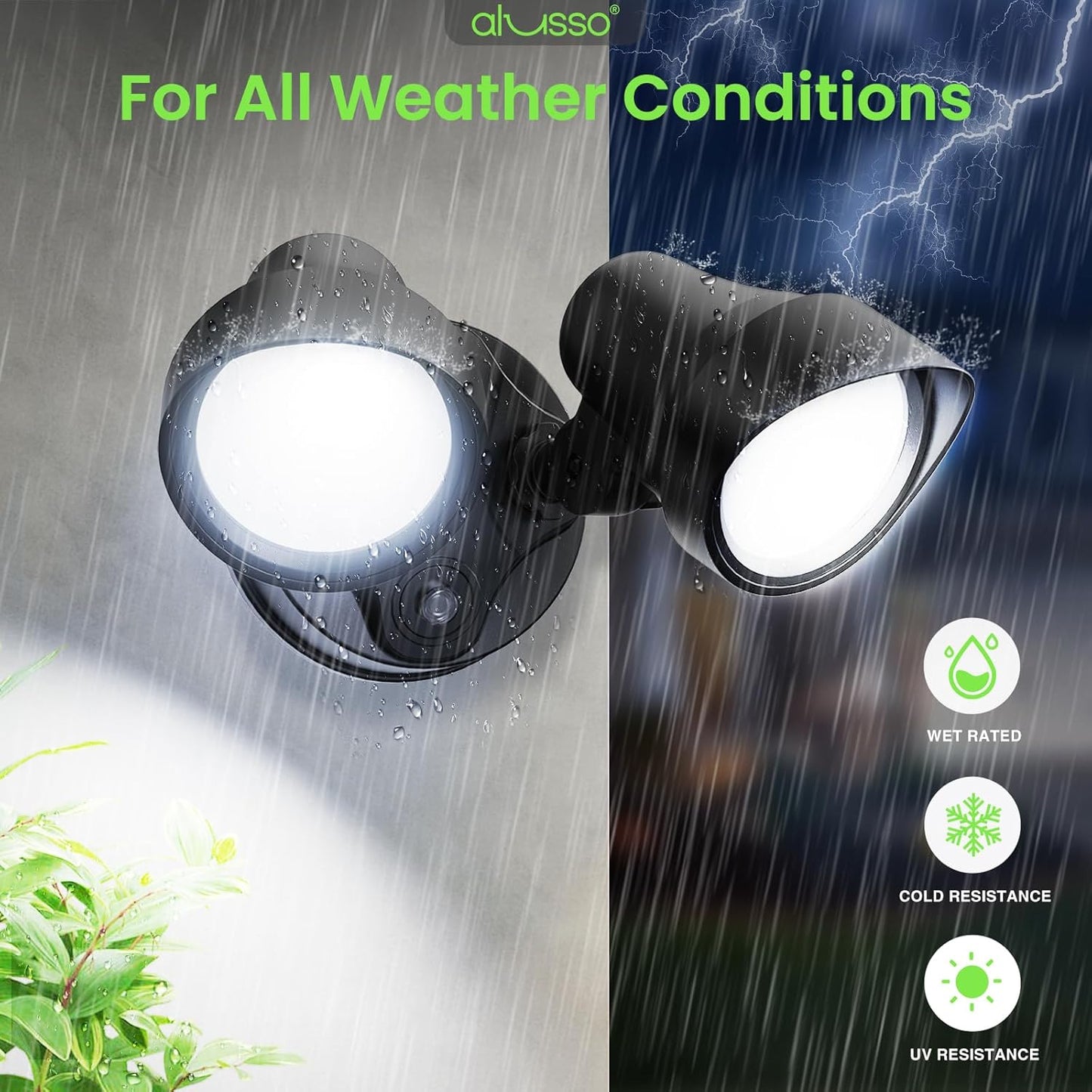 25W LED Dusk to Dawn Dual-Head Floodlight Outdoor Waterproof Security Wall Light