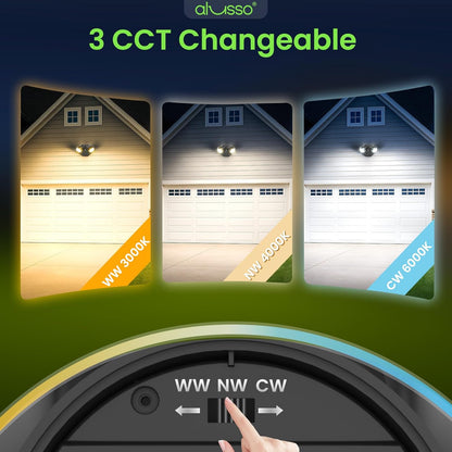 25W LED Dusk to Dawn Dual-Head Floodlight Outdoor Waterproof Security Wall Light