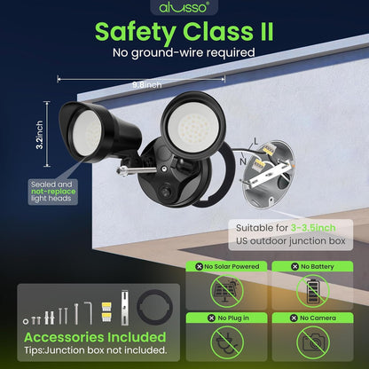 25W LED Dusk to Dawn Dual-Head Floodlight Outdoor Waterproof Security Wall Light