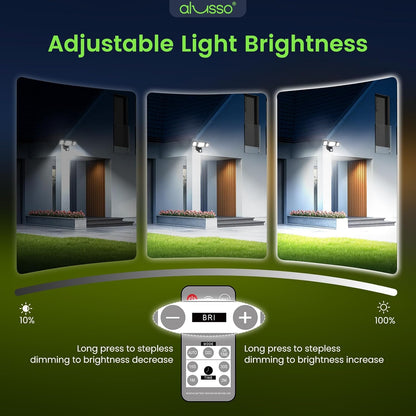 ALUSSO LED Security Lights Outdoor with Sensor, 40W 4000LM, CCT 3000K-6000K with Adjustable 3 Head, IP65 Waterproof