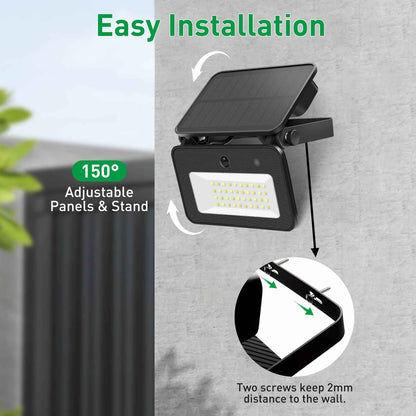 2x LED Solar Lights PIR Motion Sensor Tri-color Outdoor Garden Yard Flood Lamp