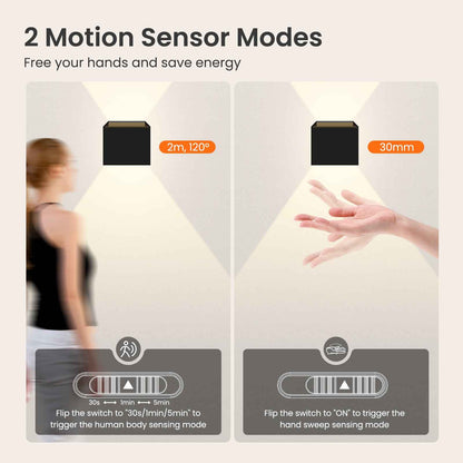 Cube LED Wall Light 4W Up Down Modern Sconce Indoor Fixture Lamp 3CCT Chargeable, 2PACK