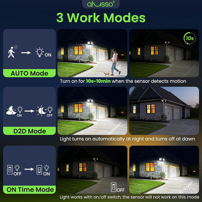 30W 2700LM LED Flood Light Motion Sensor D2D & PIR & On Time Aluminum Head Outdoor Security Light