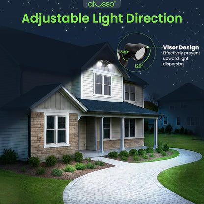 25W LED Dusk to Dawn Dual-Head Floodlight Outdoor Waterproof Security Wall Light