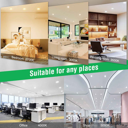 4'' Recessed LED Ceiling Light 9W, with Junction Box Downlights, 12pcs 5CCT Dimmable
