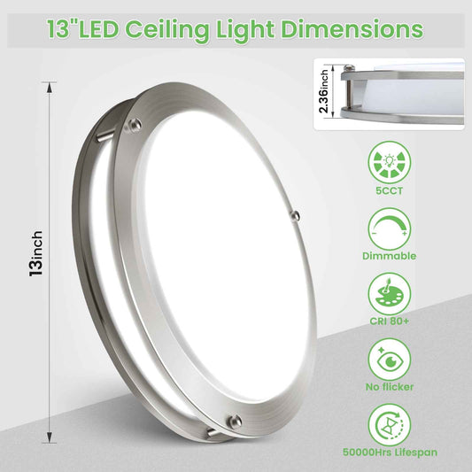 2-PACK LED Flush Mount Dimmable Ceiling Light 5CCT Adjusted Kitchen Modern Light（副本）