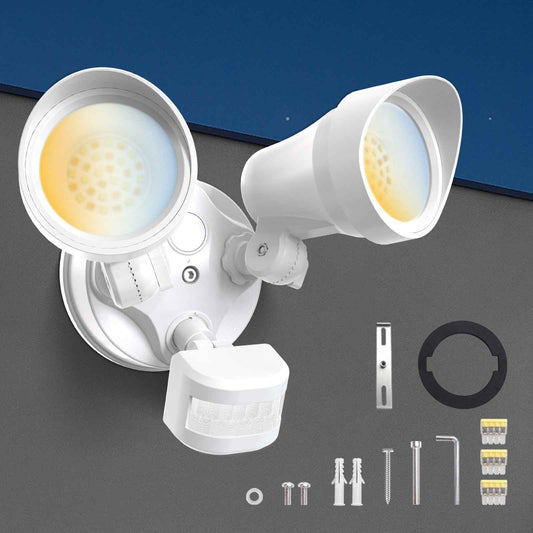 3500LM LED Motion Sensor Flood Light D2D 30W Outdoor Home Bright Security Light, White, 1 pack