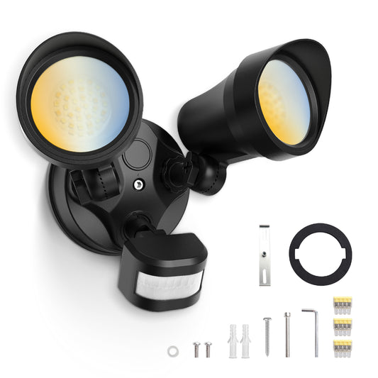 3500LM LED Motion Sensor Flood Light D2D 30W Outdoor Home Bright Security Light, Black, 1 pack