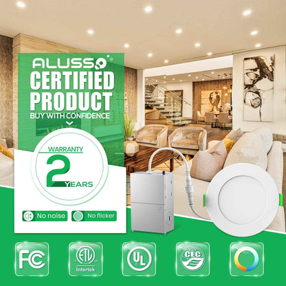 4'' Recessed LED Ceiling Light 9W, with Junction Box Downlights, 12pcs 5CCT Dimmable