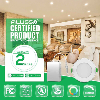 6'' Recessed LED Ceiling Night Light 12W, Black & White Downlights, 12pcs 6CCT Dimmable