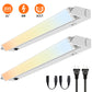 22 Inch Swivel LED Under Cabinet Lighting Plug in, 3CCT Color Selectable 3000K-4500K-6500K, Non-Dimmable 8W 650lm, Rotate 150° Linkable Strip Under Counter Lights for Kitchen, 2 Pack