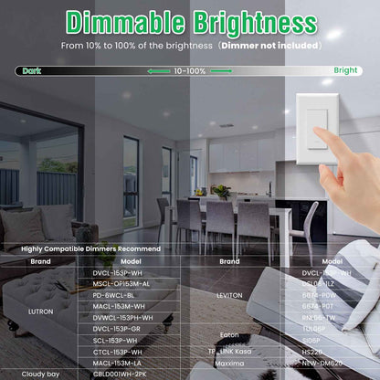 4'' Recessed LED Ceiling Light 9W, with Junction Box Downlights, 12pcs 5CCT Dimmable