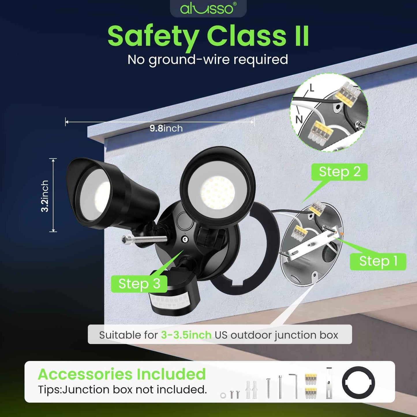 2700LM LED Motion Sensor Flood Light D2D 30W Outdoor Home Bright Security Light