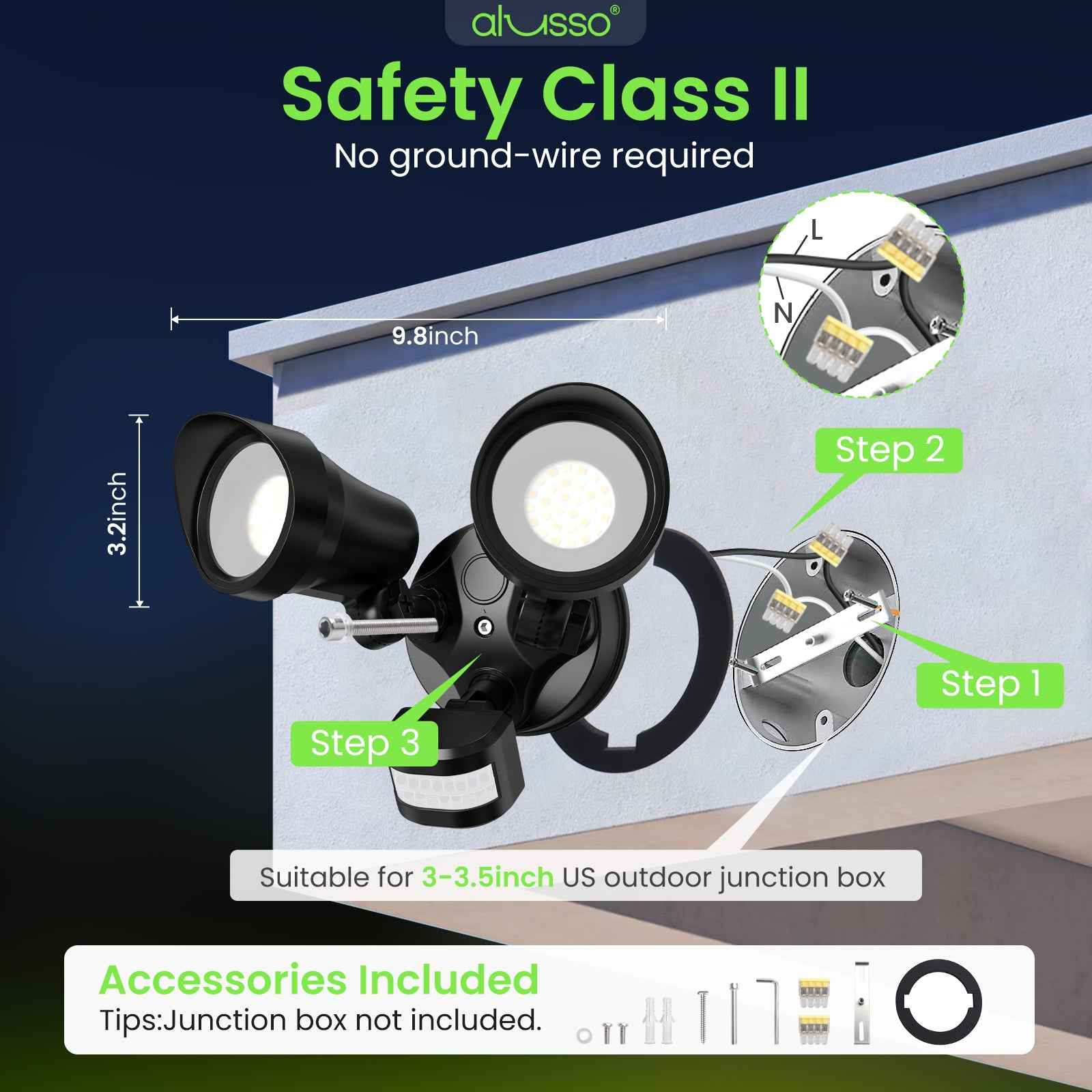 2700LM LED Motion Sensor Flood Light D2D 30W Outdoor Home Bright Security Light
