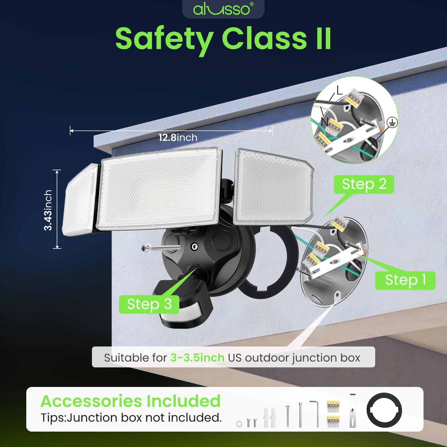 6000LM LED Security Wall Lamp 3CCT Aluminum Light Sensor Outdoor IP65 Waterproof