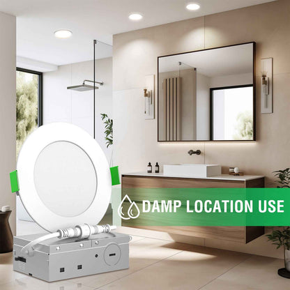 4'' Recessed LED Ceiling Light 9W, with Junction Box Downlights, 12pcs 5CCT Dimmable