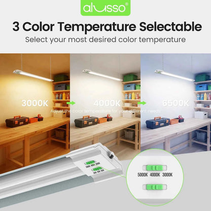 4 Pack 4FT 30W 40W 50W LED Shop Light 3CCT 5000lm Linkable Fixture Ceiling Lights for Garage