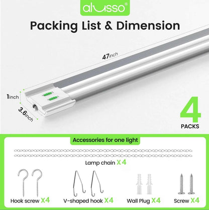 4 Pack 4FT 30W 40W 50W LED Shop Light 3CCT 5000lm Linkable Fixture Ceiling Lights for Garage