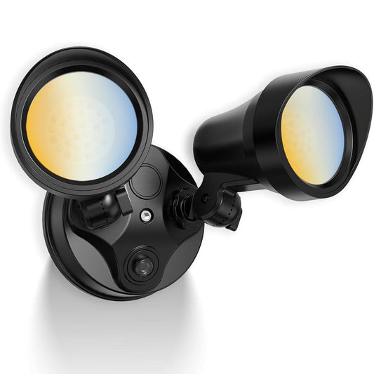 25W LED Dusk to Dawn Dual-Head Floodlight Outdoor Waterproof Security Wall Light