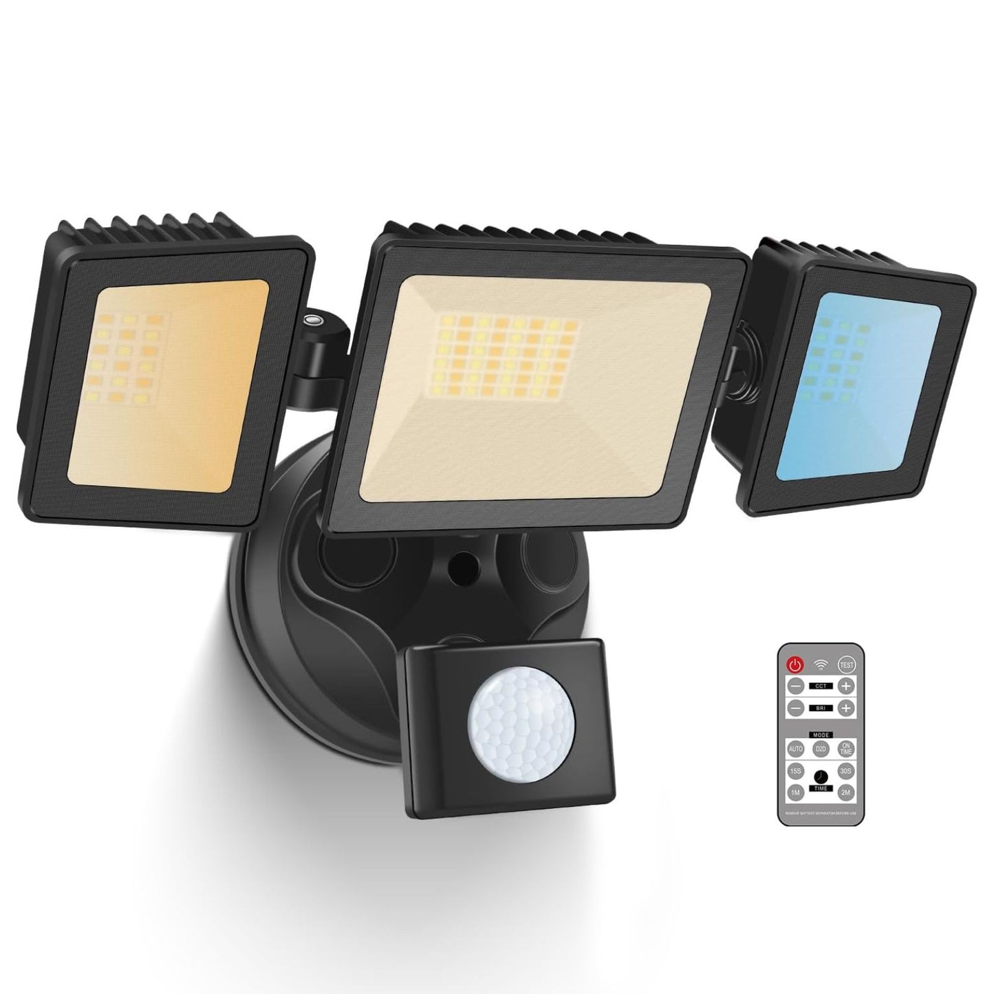 ALUSSO LED Security Lights Outdoor with Sensor, 40W 4000LM, CCT 3000K-6000K with Adjustable 3 Head, IP65 Waterproof