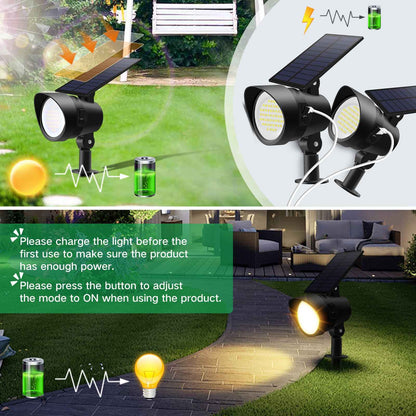 ALUSSO Solar Landscape Spotlights Outdoor 54 LED  Dimmable CCT Selectable 2-in-1 Spot Light, 2 Pack